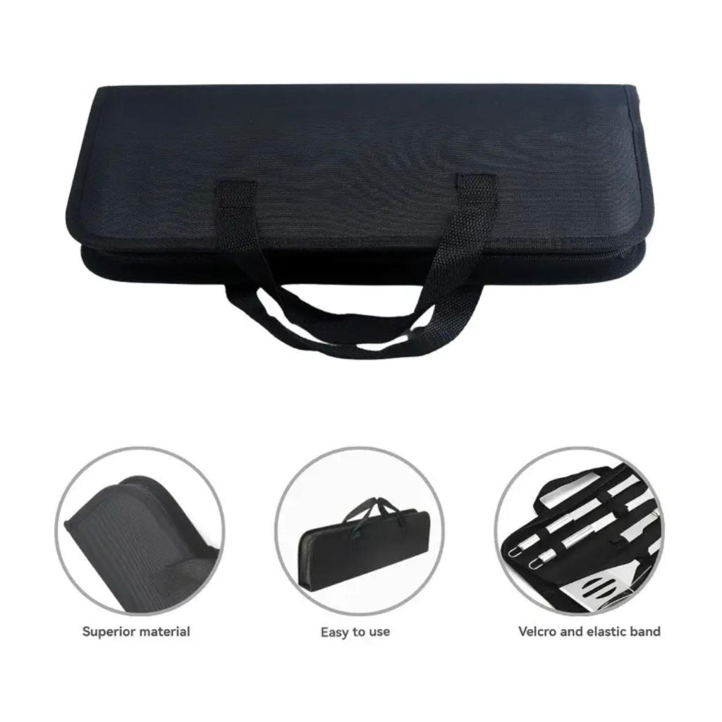 Stainless Steel Barbecue Tool Set – 9-Piece Portable Outdoor Camping Utensils