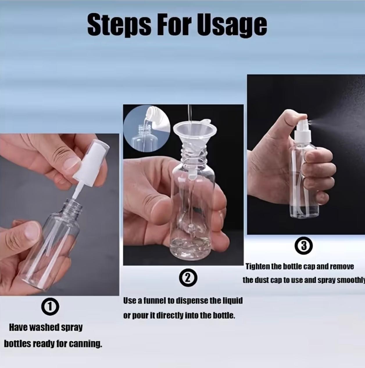 زجاجة رذاذ شفافة – حاوية سفر قابلة لإعادة الملء