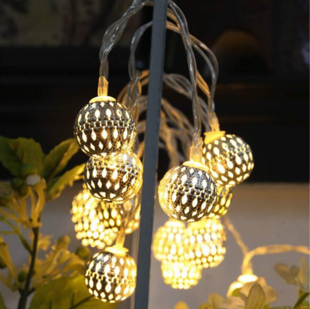 Battery-Operated String Lights – 10 Gold LED Spheres, 2M (Warm White)