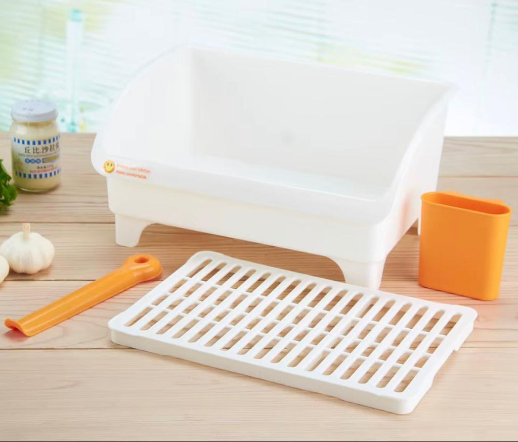 White Plastic Dish Draining Rack