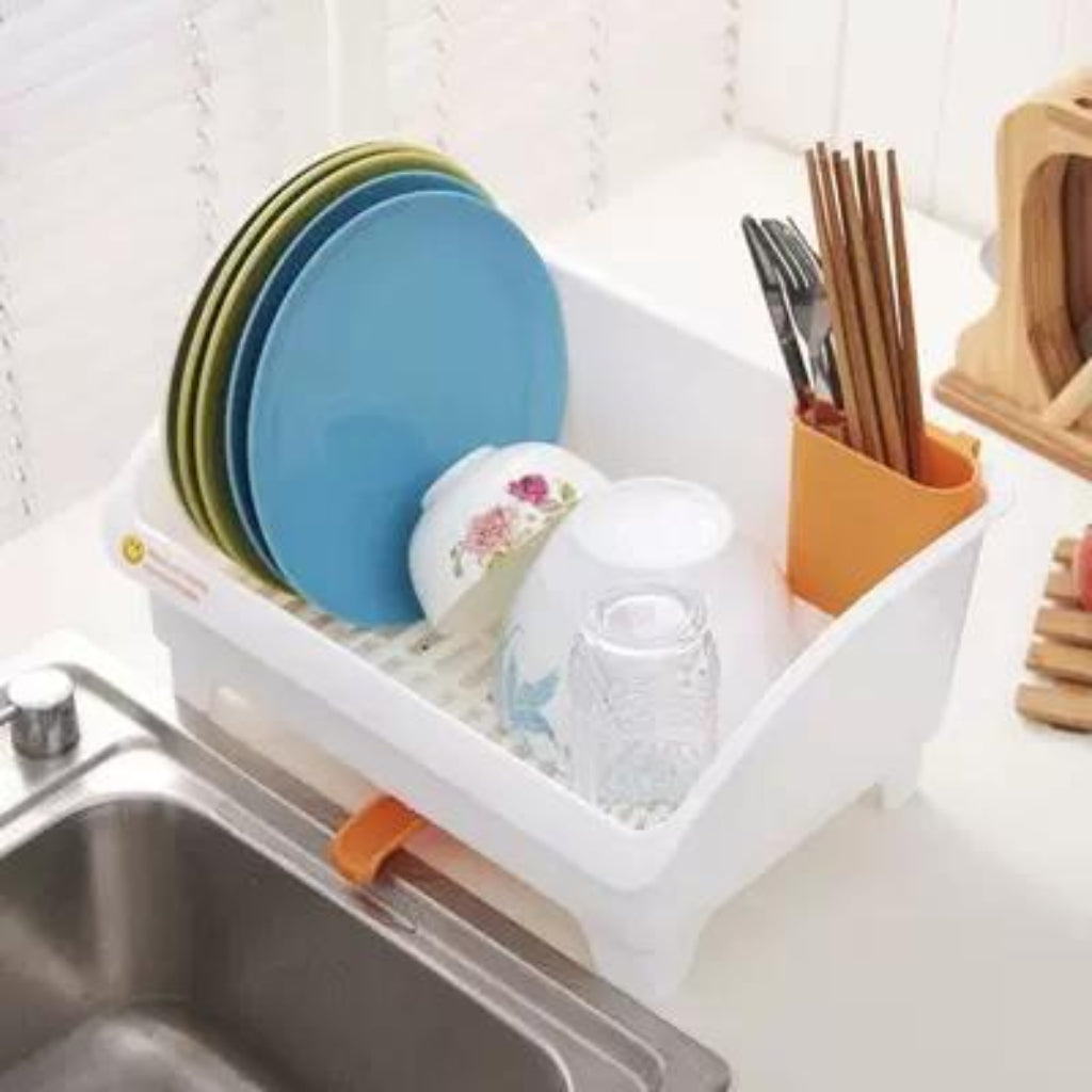 White Plastic Dish Draining Rack