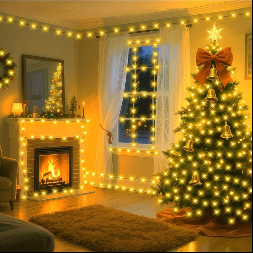 200LED 10-Meter String Warm Lights –  Energy-Efficient with Safe 3-Pin Plug for Outdoor & Indoor Use
