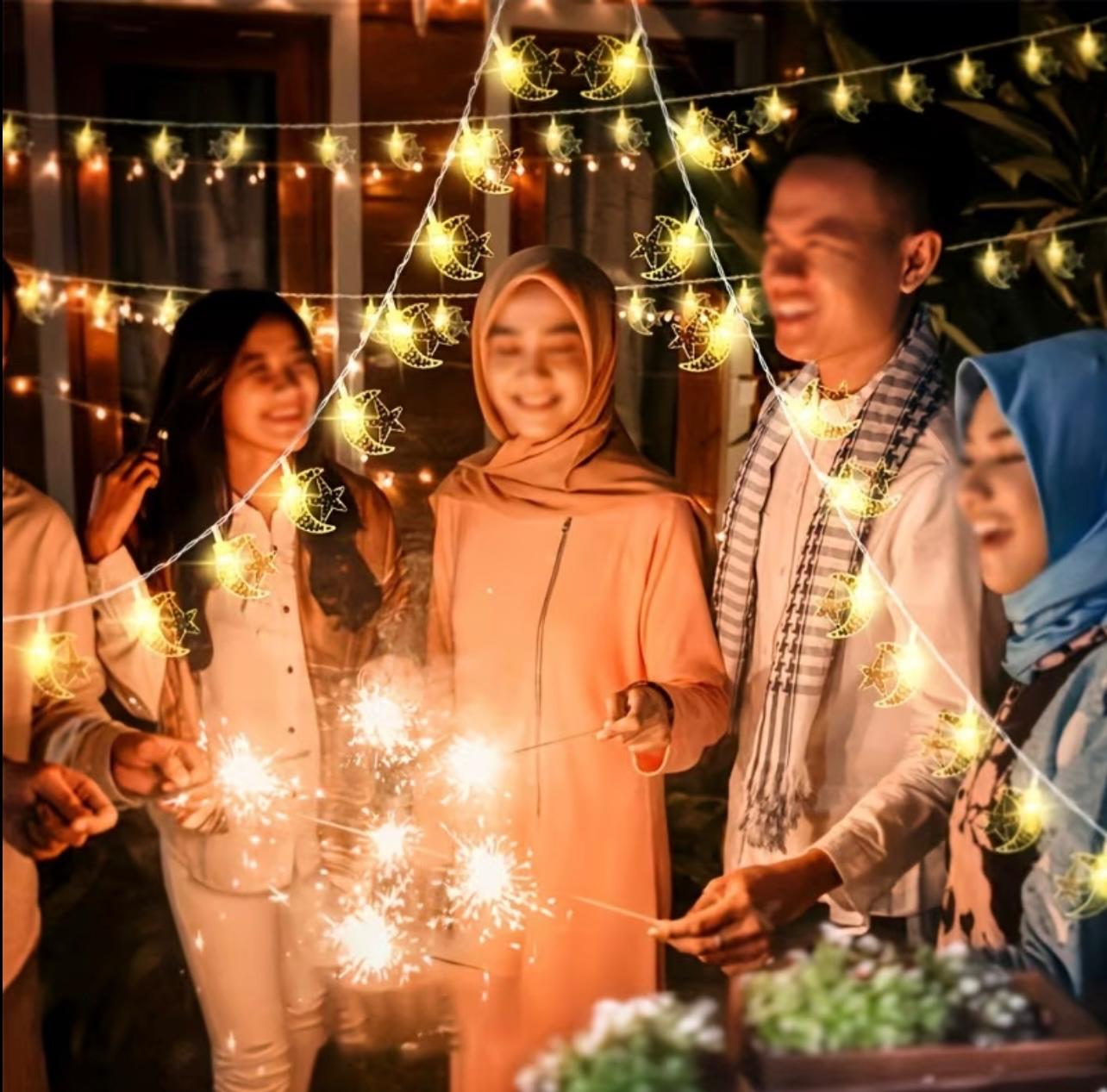 Elegant Ramadan Moon & Star Castle LED Lights