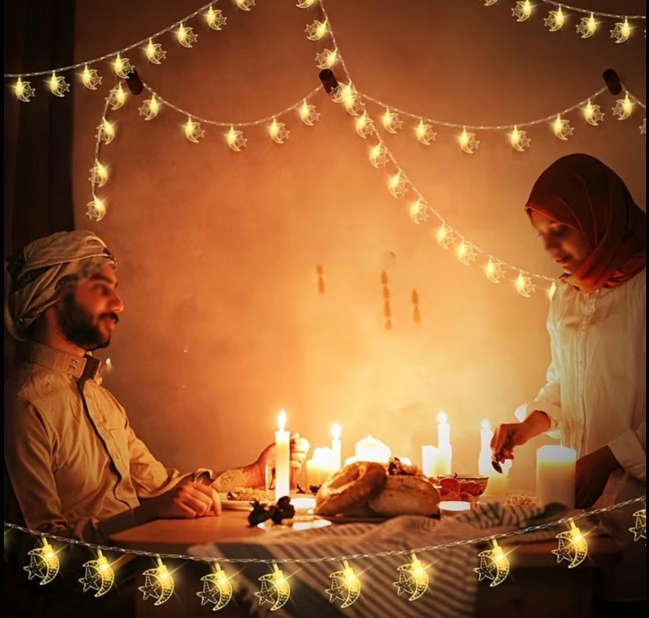 Elegant Ramadan Moon & Star Castle LED Lights