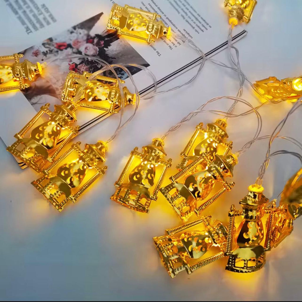 Ramadan Iron Art Gold Oil Palace Lantern Hanging Lamp