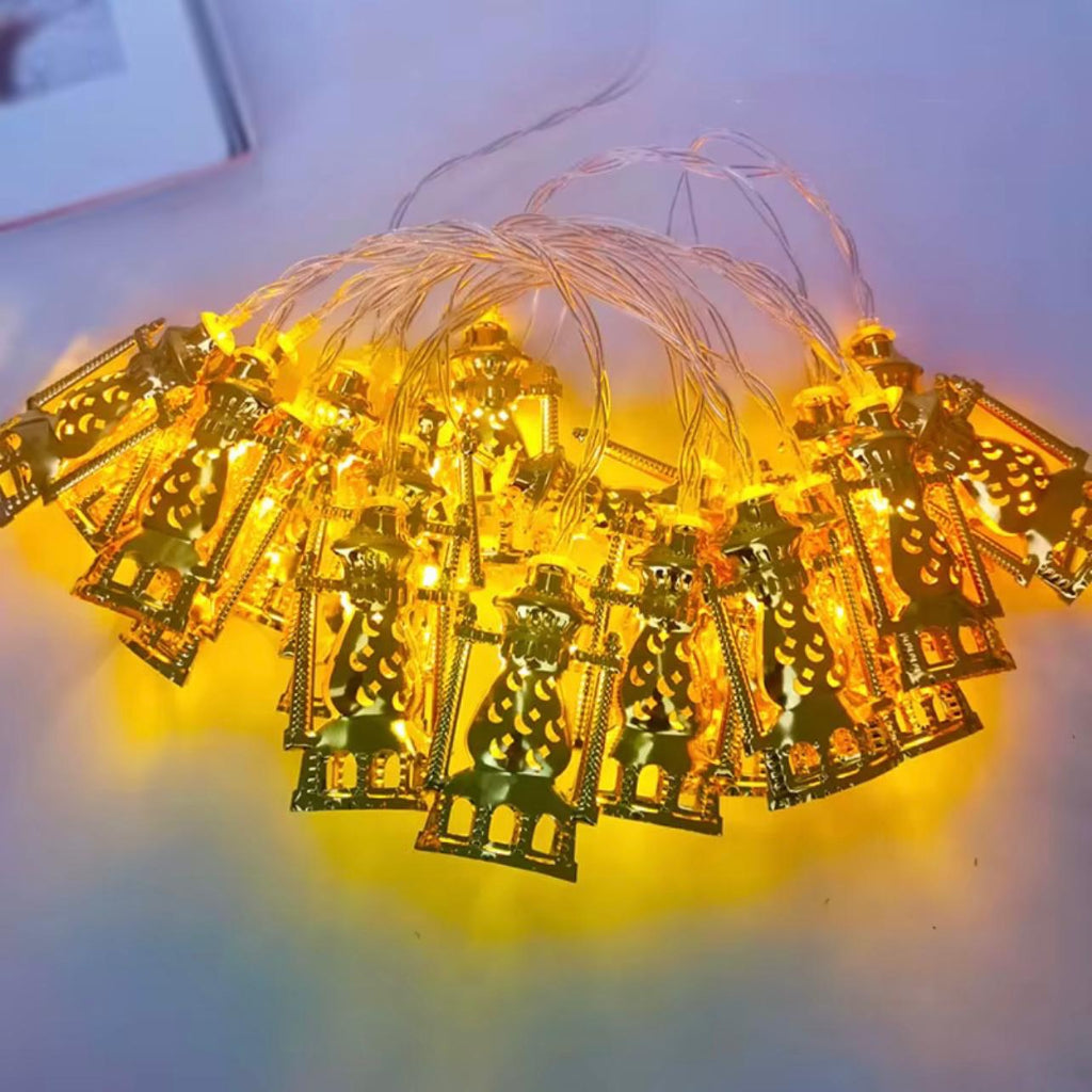 Ramadan Iron Art Gold Oil Palace Lantern Hanging Lamp