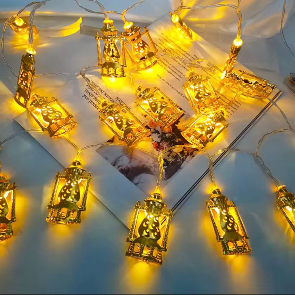 Ramadan Iron Art Gold Oil Palace Lantern Hanging Lamp