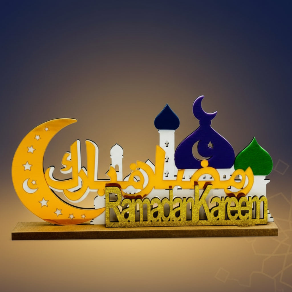 Ramadan Kareem Wooden Mosque Tabletop Ornament