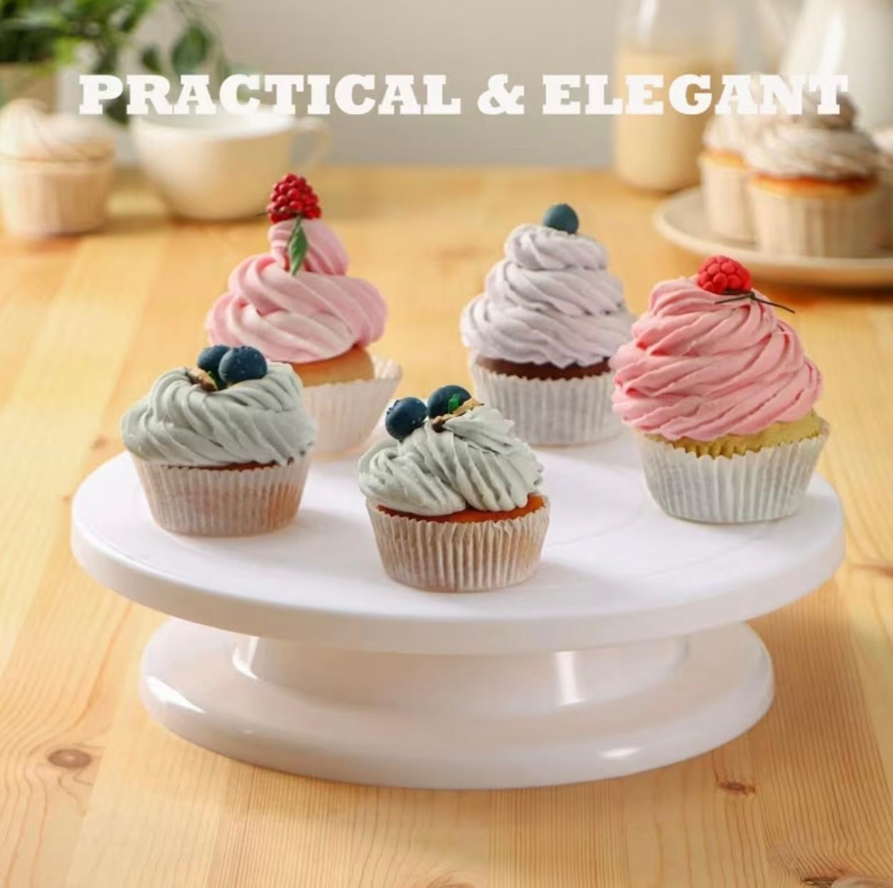 Manual 360° Rotating Cake Turntable – Portable Cake Decorating Stand