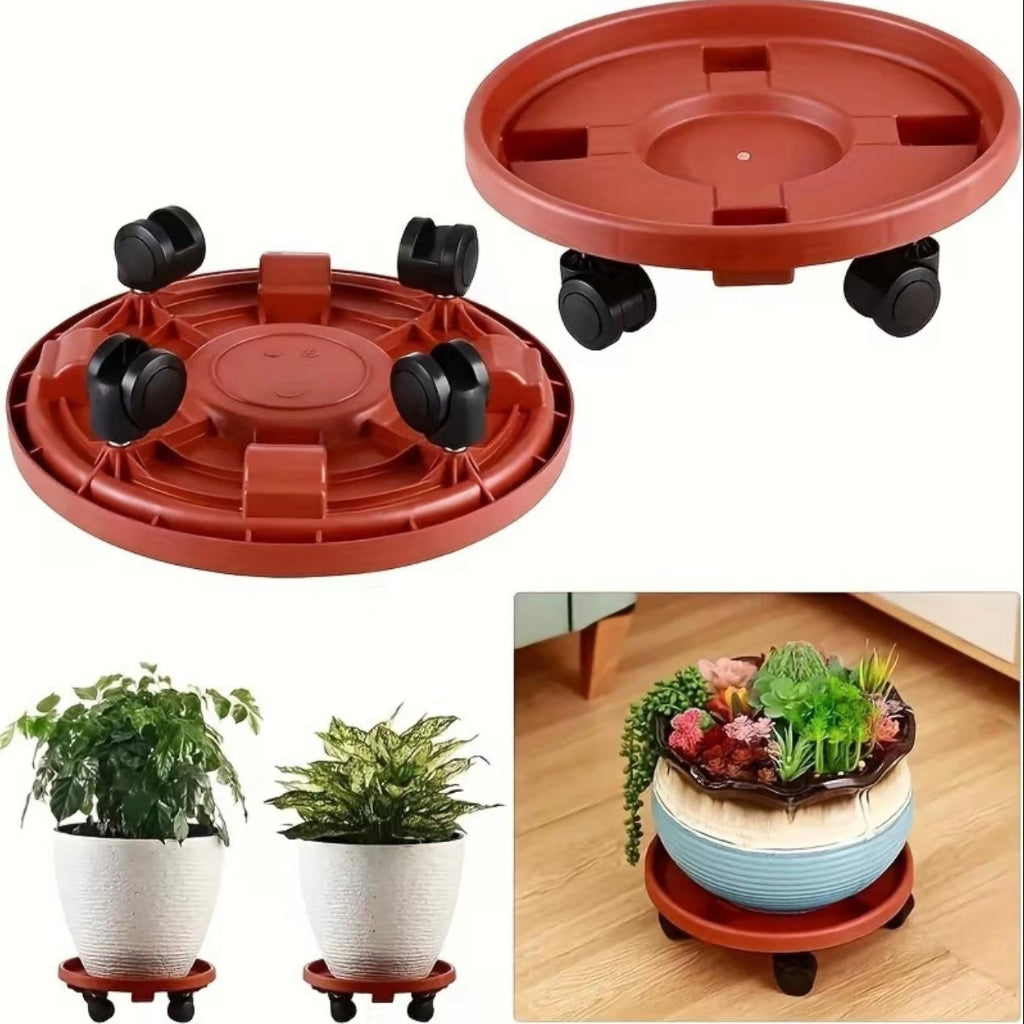 Multifunctional Thickened Movable Flower Pot Tray – Indoor & Outdoor Plant Stand