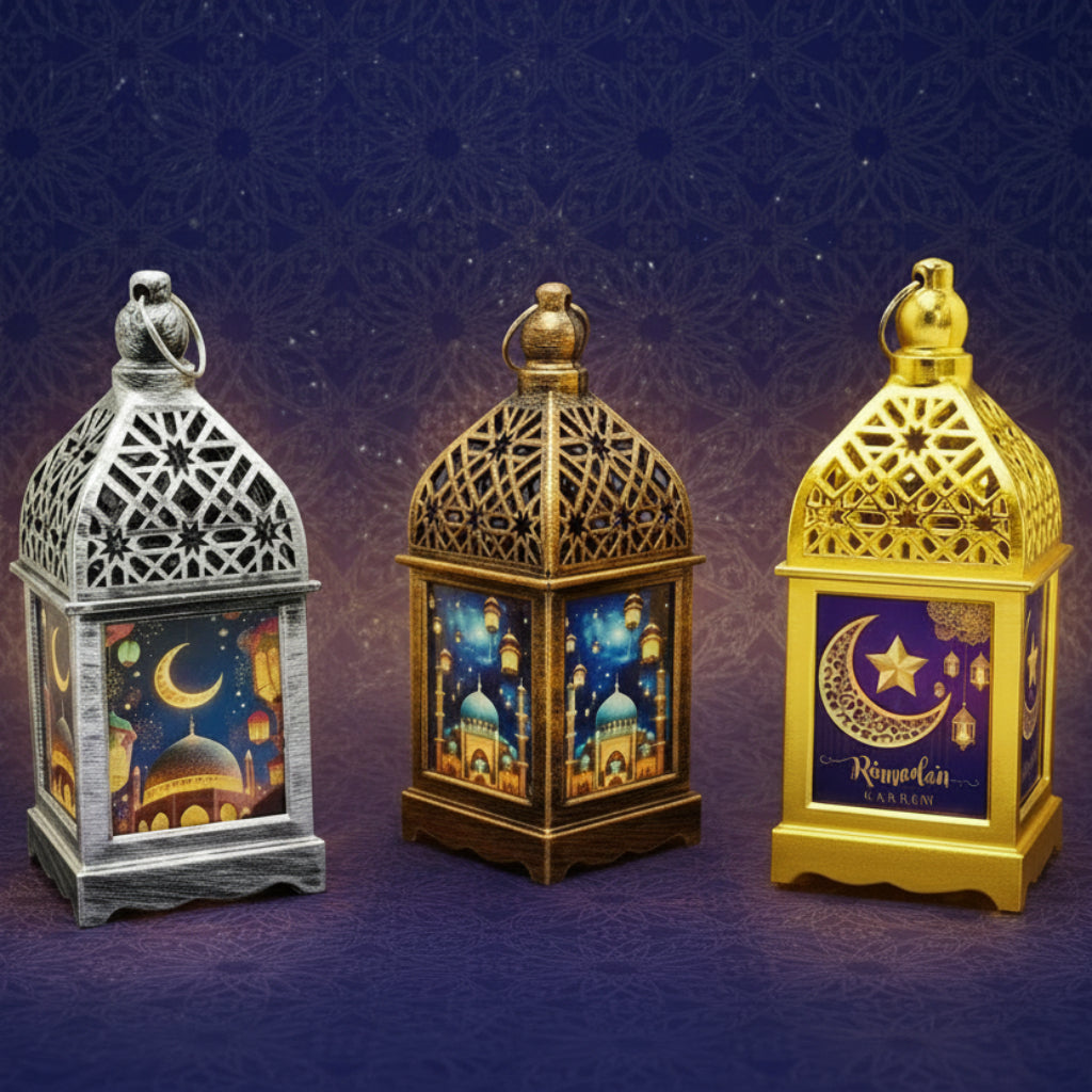Islamic Ramadan & Eid Hanging Lanterns – Star & Moon Battery-Powered Decoration