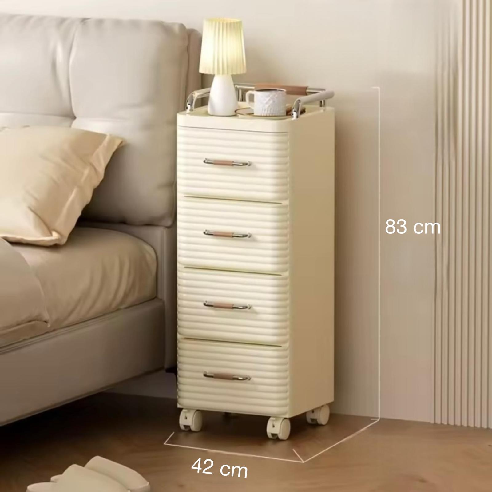 خزانة تخزين فاخرة حديثة بـ 4 أدراج مع عجلات - منظم بلاستيكي قابل للإزالة للمنزل والمكتب