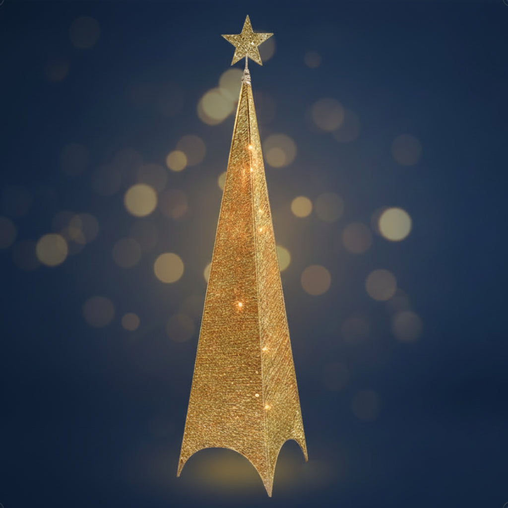 LED Decorative Tower Light – Direct Two-Pin Plug-In, Elegant Golden Design for Home, Festive & Event Decoration