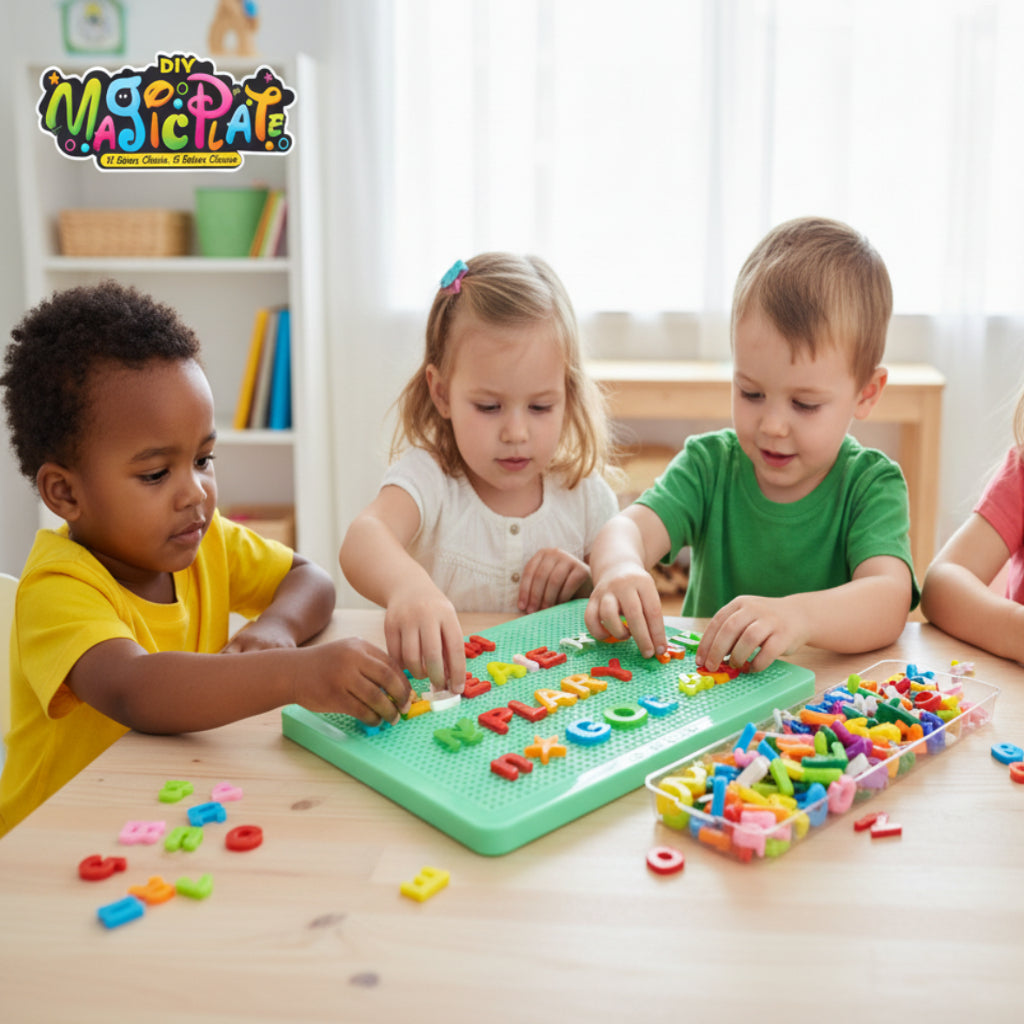 Alphabet DIY Magic Plate For Kids Learn to Make Words (Multicolor)