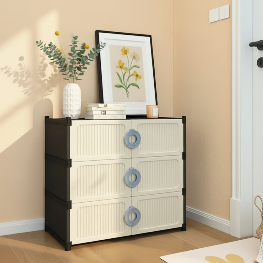 Household 3-Layer Storage Cabinet with Door