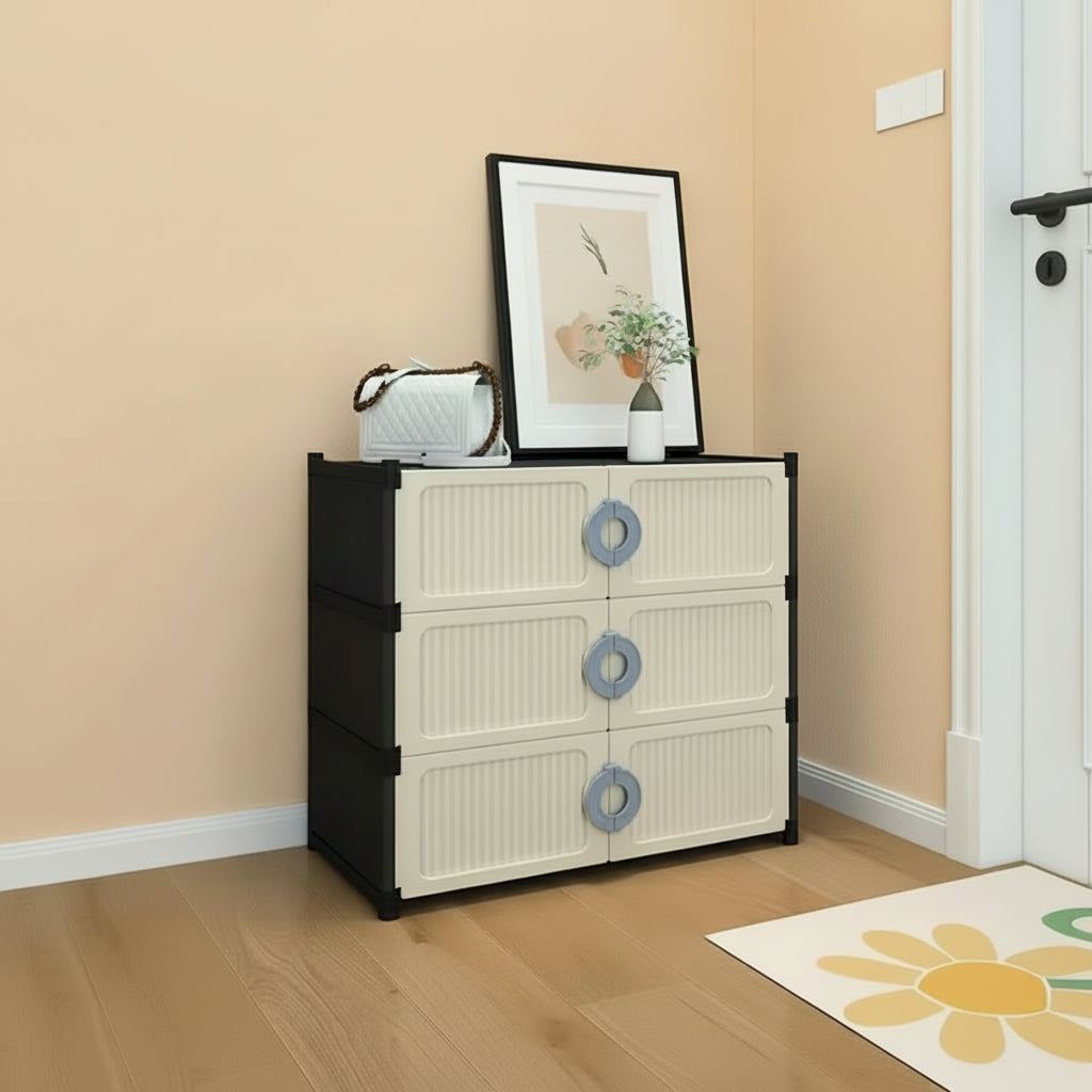 Household 3-Layer Storage Cabinet with Door