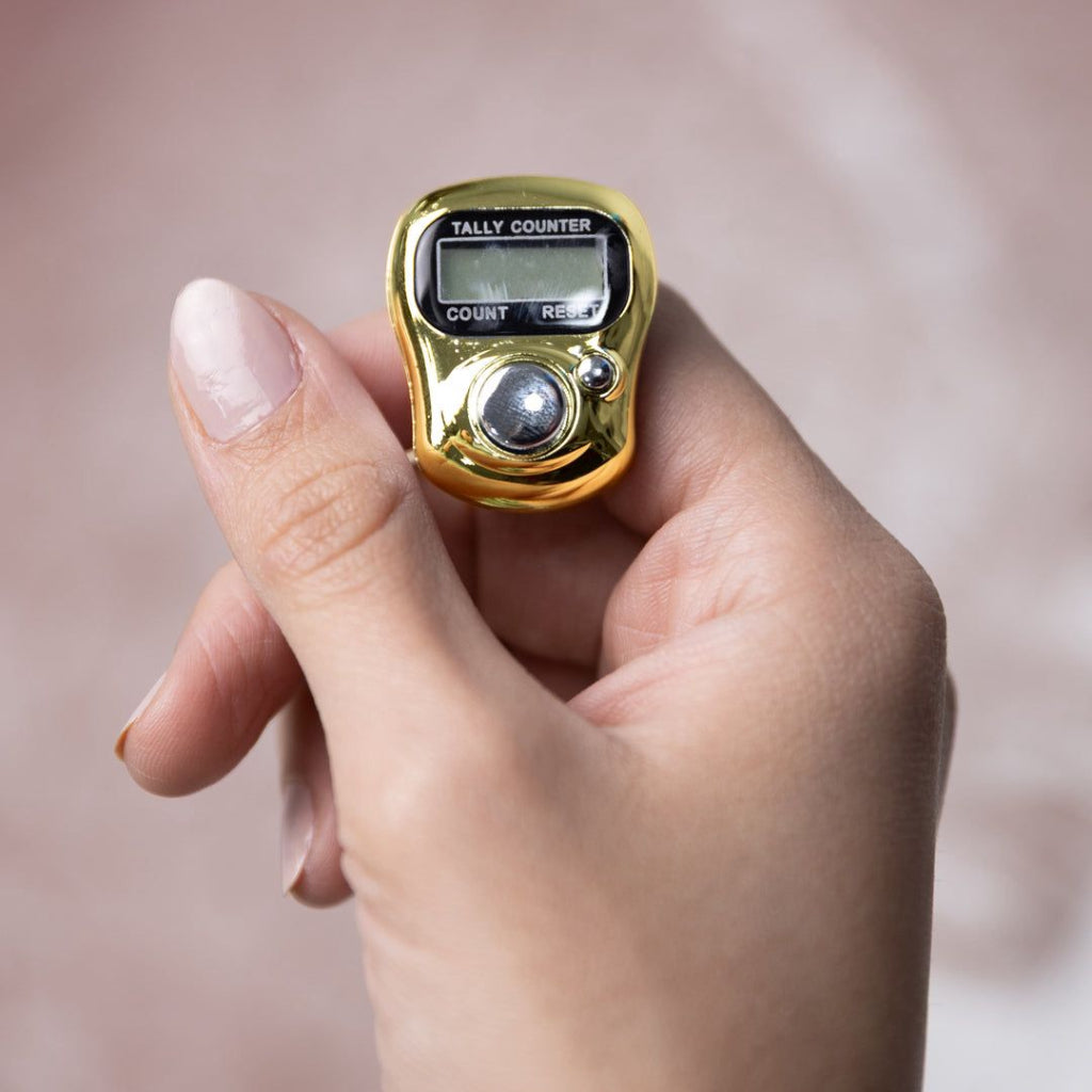 6 PCS Golden Tasbih Counter – Digital Finger Tally Counter for Prayer & Dhikr