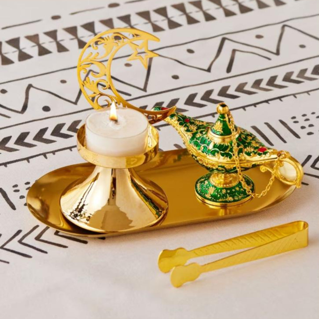 Aladdin Lamp Statue – Vintage Metal Craft, Classic European Style