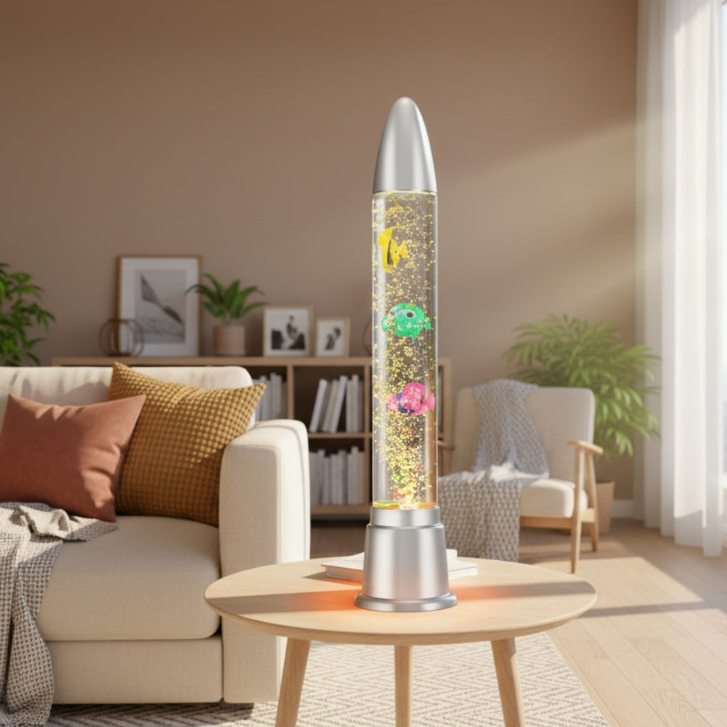 Fantasy LED Water Bubble Fish Tube Floor Lamp – 70 cm Sensory Aquarium Night Light