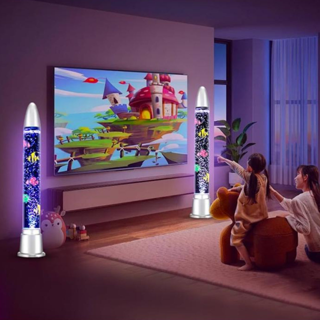 Fantasy LED Water Bubble Fish Tube Floor Lamp – 70 cm Sensory Aquarium Night Light