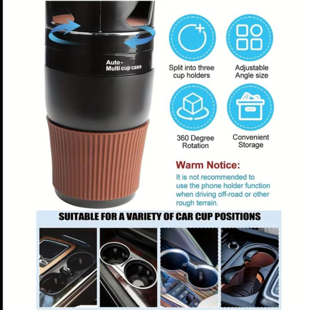 3-in-1 Car Cup Holder – Multifunctional Car Organizer & Drink Holder
