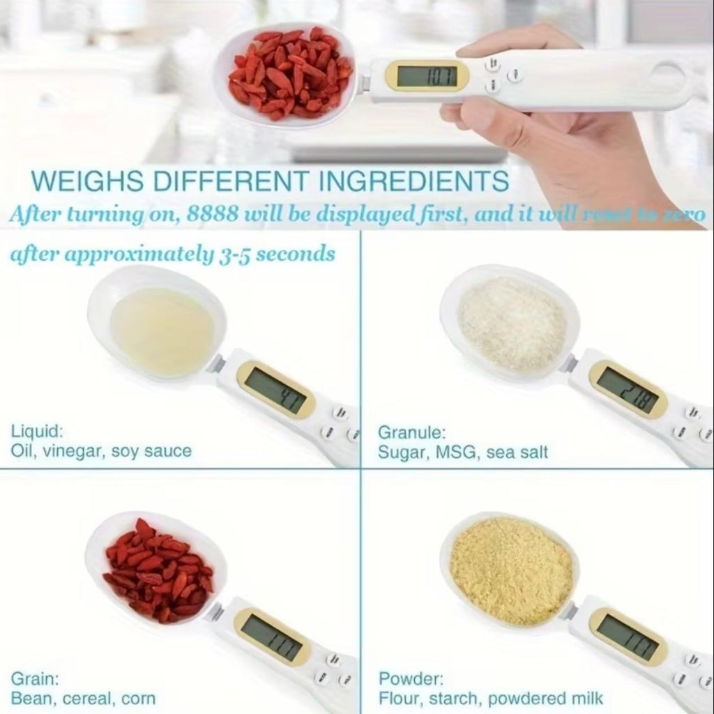 Digital Kitchen Scale – Measures 0.1g to 500g with LCD Display & Measuring Spoon