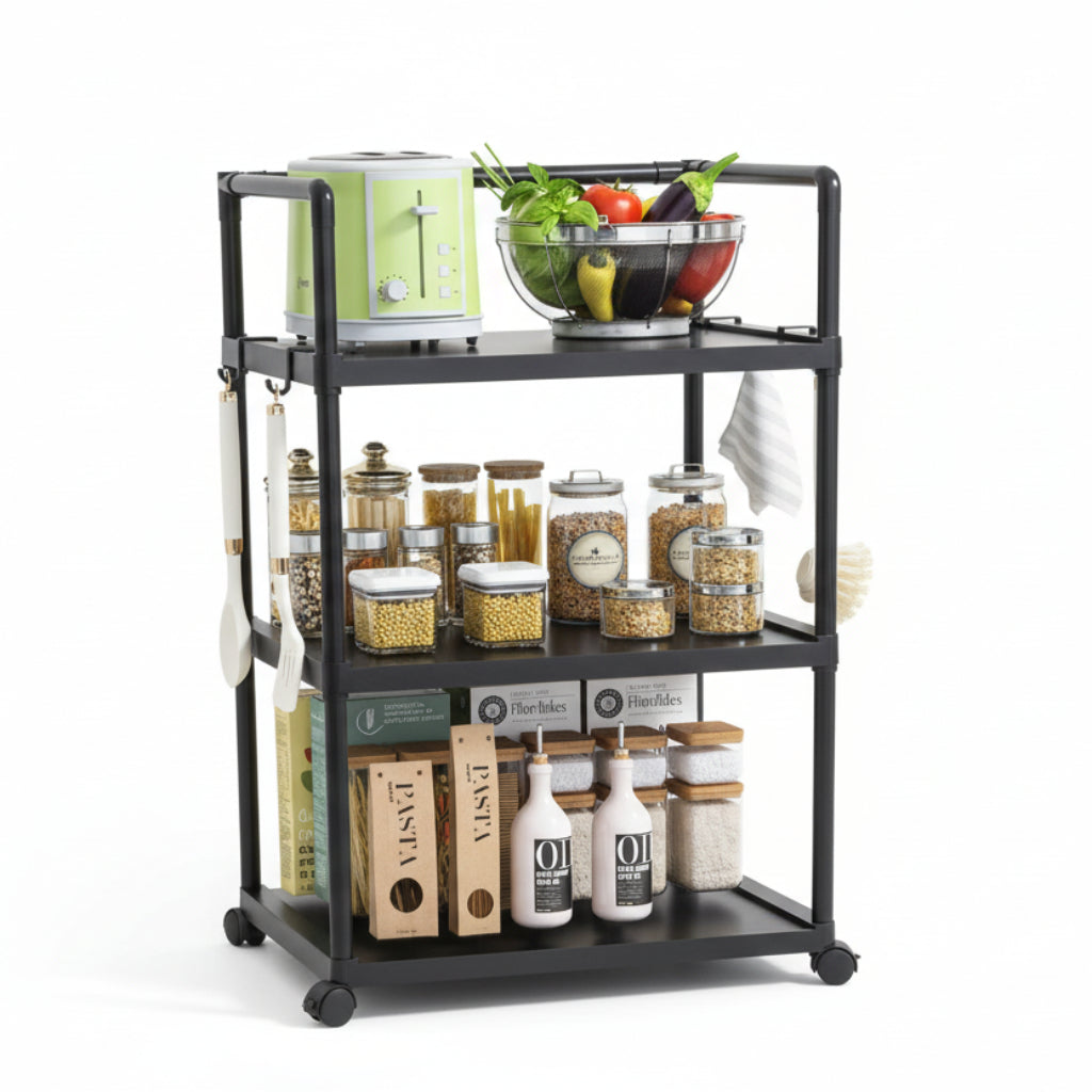 3-Layer Plastic Kitchen Rack – Multi-Purpose Storage Organizer