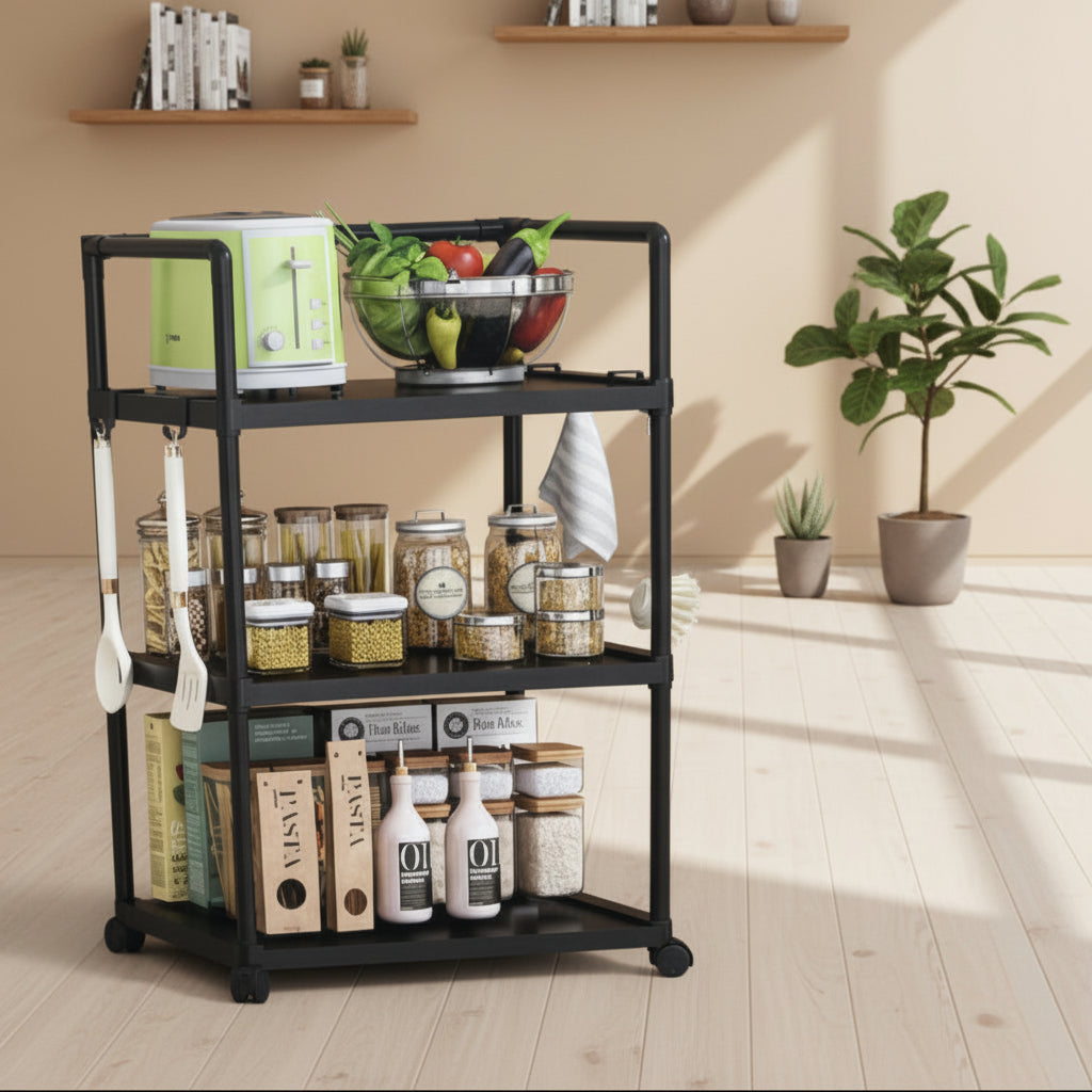 3-Layer Plastic Kitchen Rack – Multi-Purpose Storage Organizer