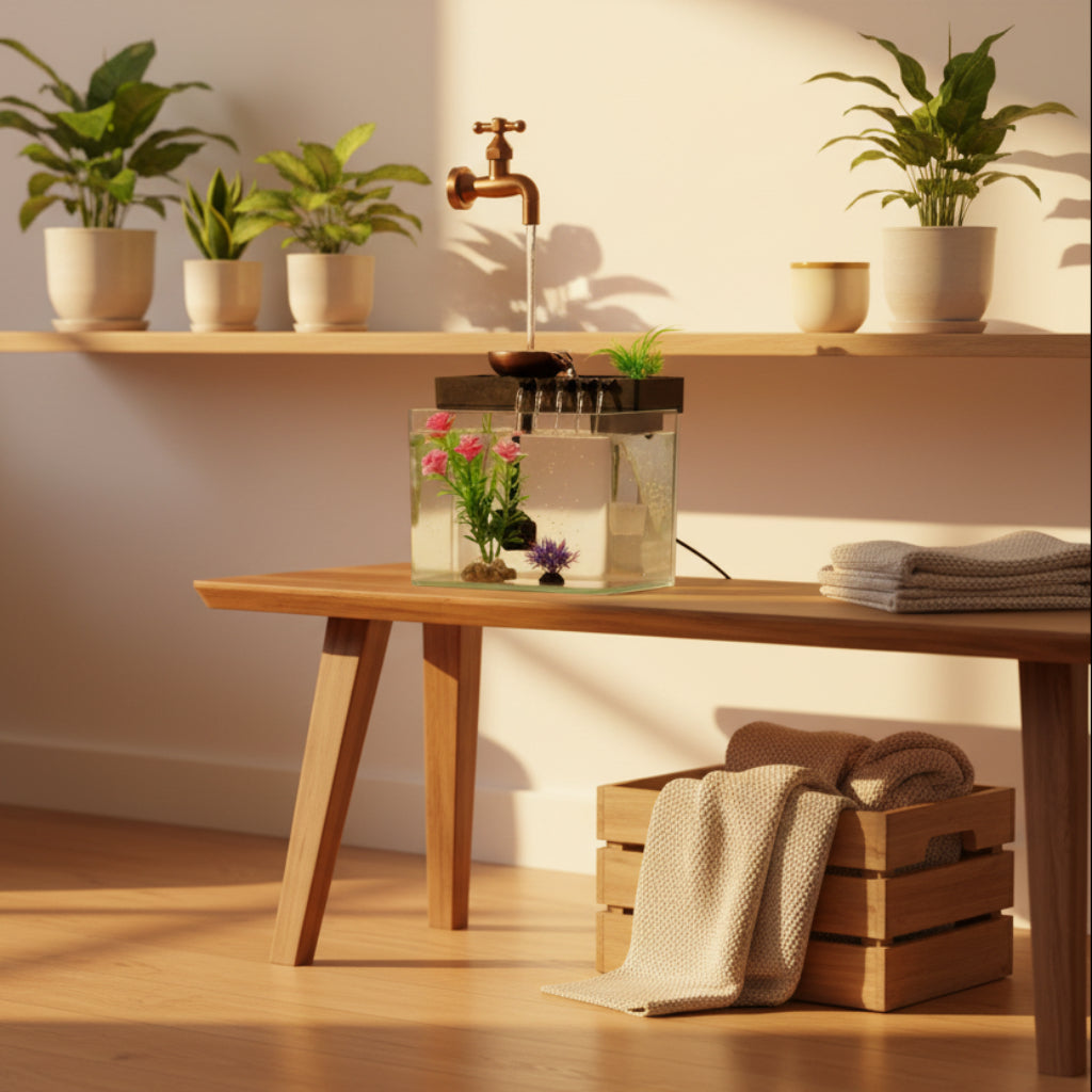 Landscape Fish Tank Desktop Ornament – Flowing Water Effect Fountain Decor