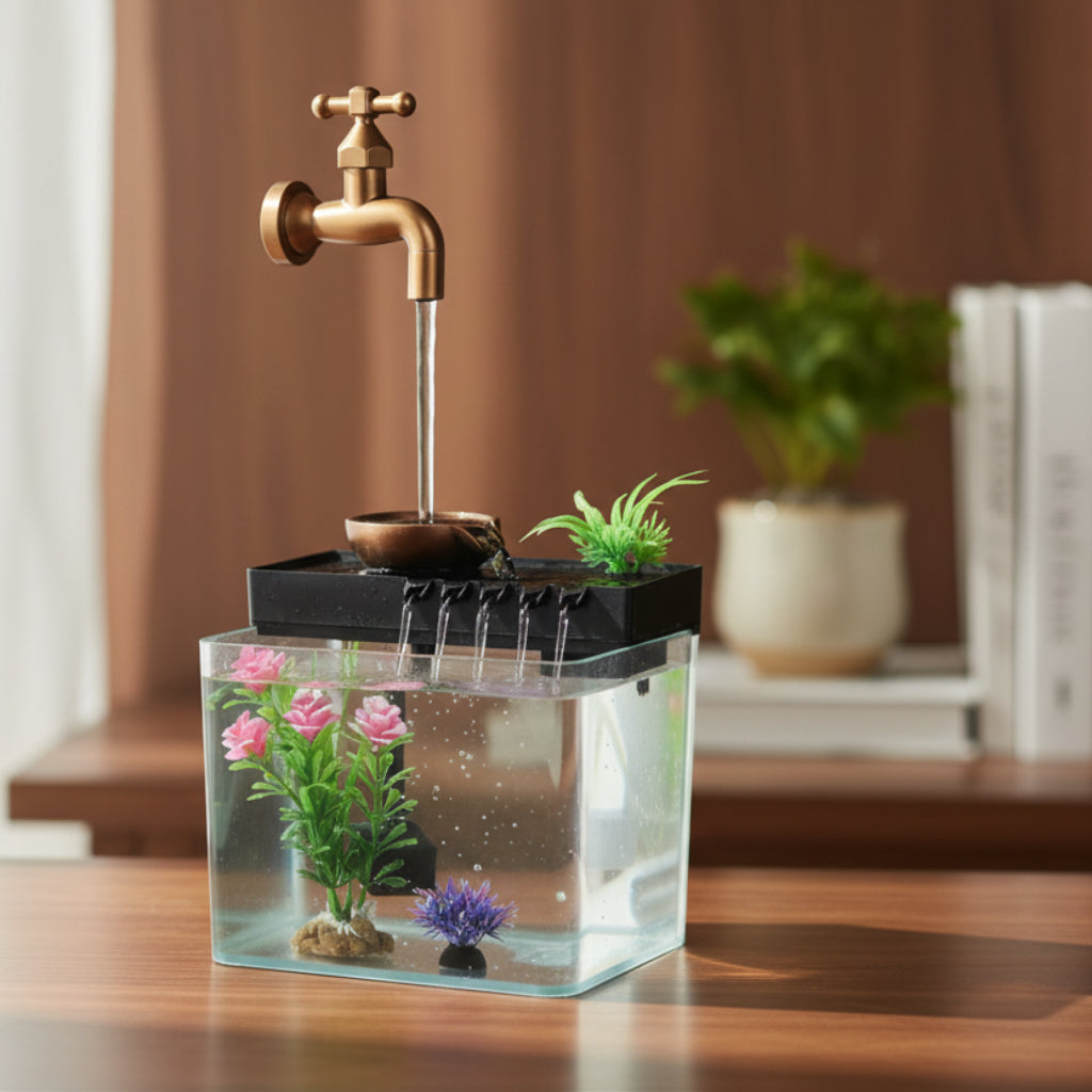 Landscape Fish Tank Desktop Ornament – Flowing Water Effect Fountain Decor