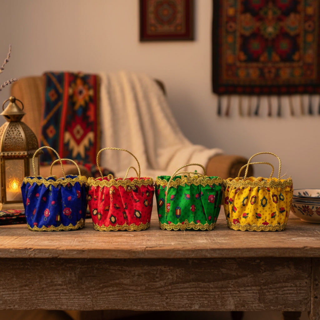 سلة هدايا العيد ورمضان المزخرفة