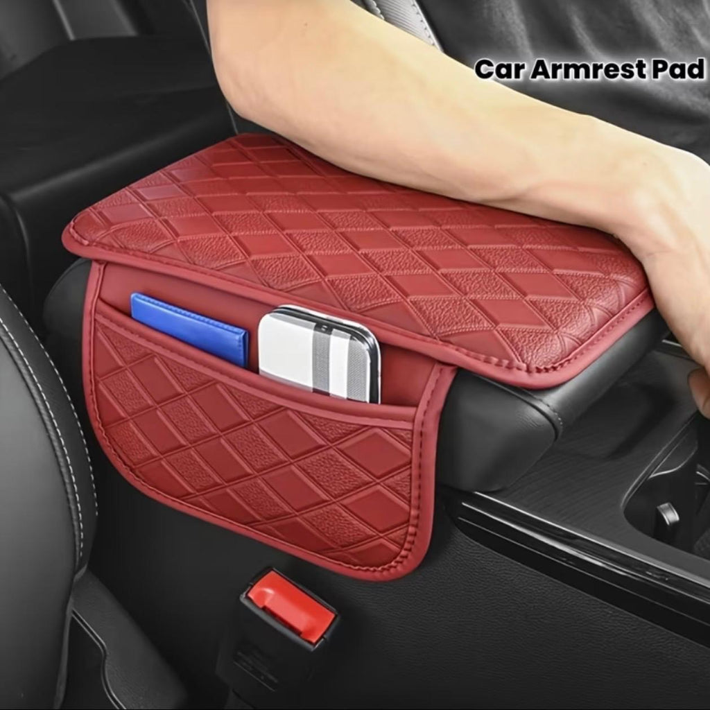 Car Armrest Pad with Side Storage Pockets