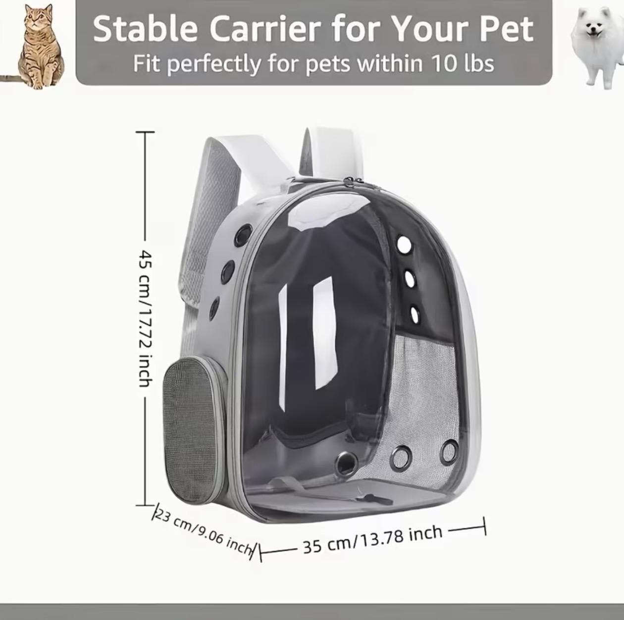 Pet Backpack – Breathable Transparent Travel Carrier for Cats & Small Dogs