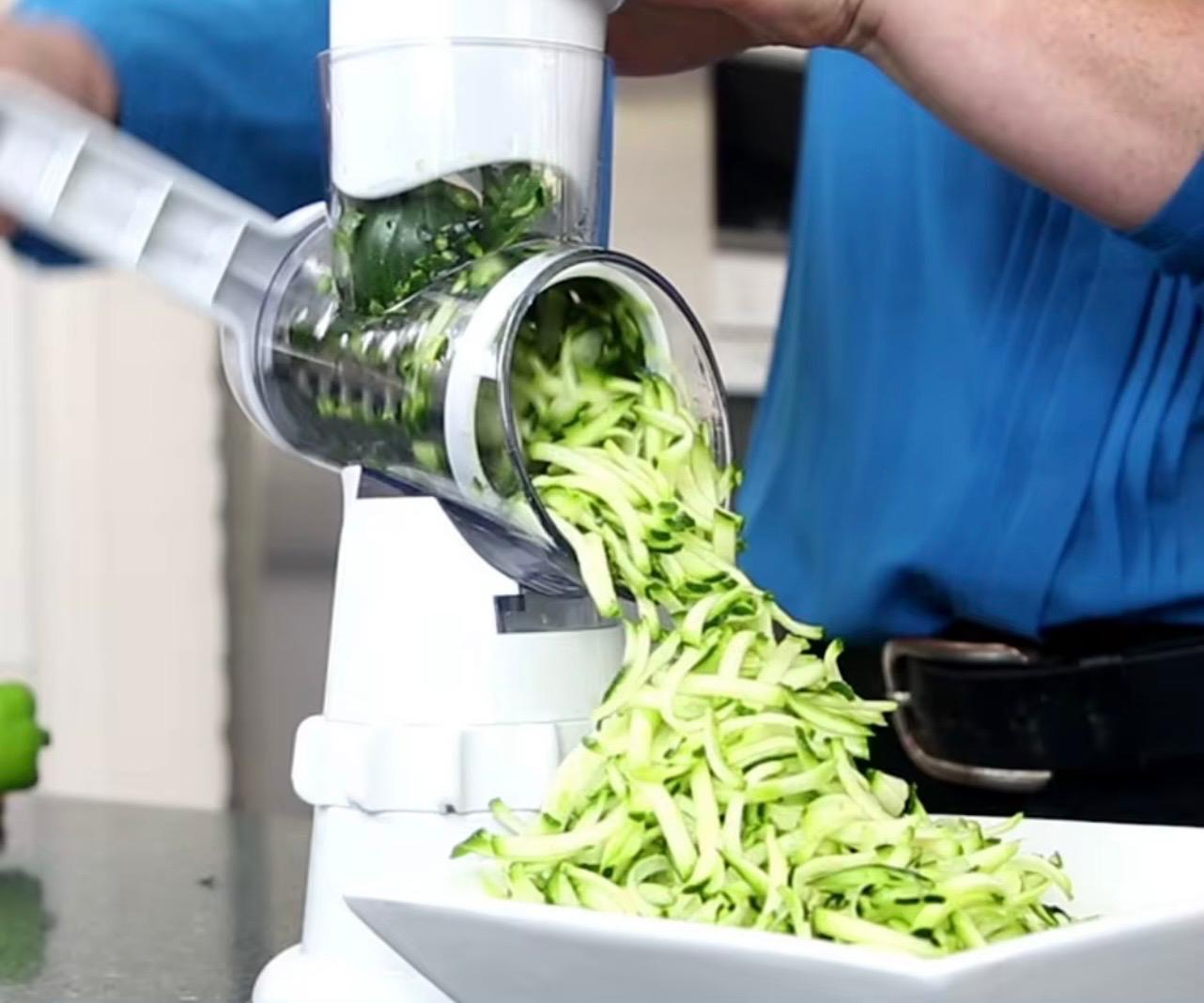 Manual Rotary Vegetable Cutter & Grater – 3 Interchangeable Blades