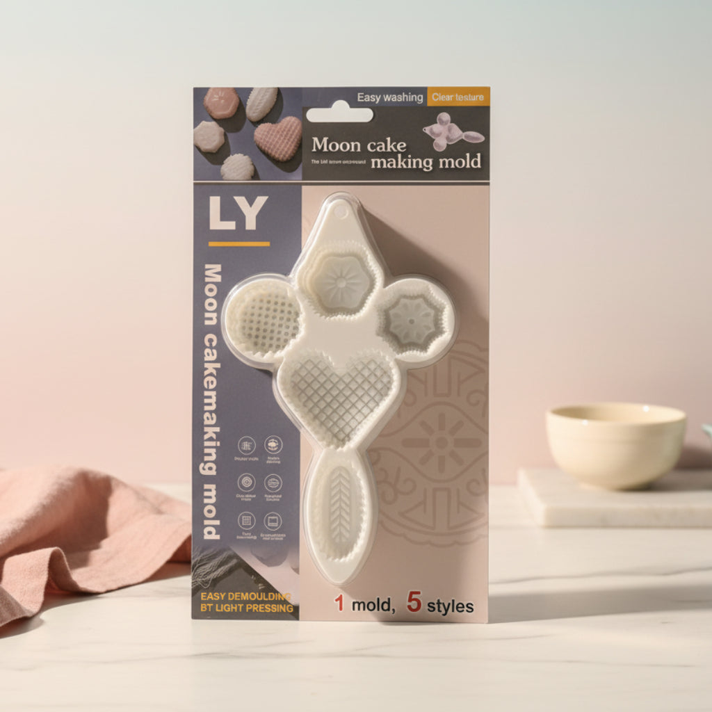 4-in-1 Mung Bean Cake & Mooncake Mold – Hand-Pressed Embossed Baking Tool