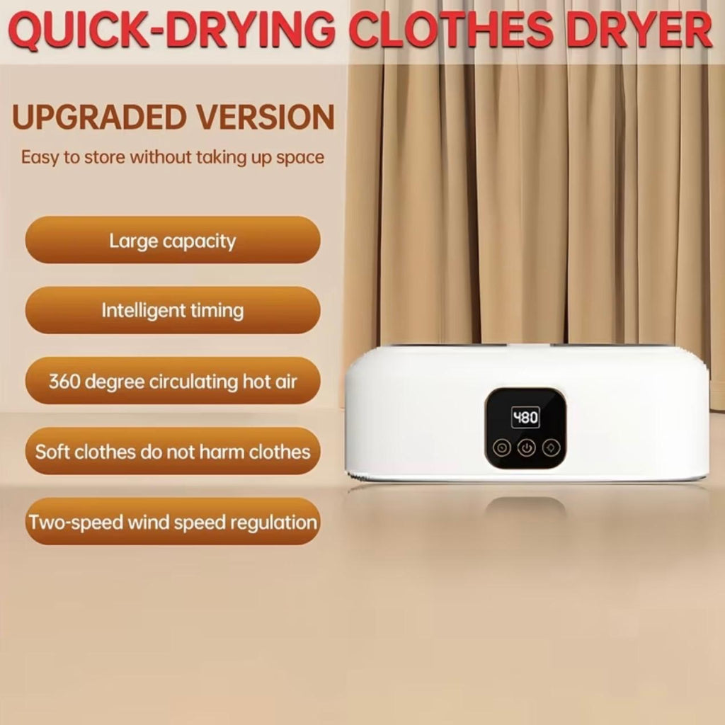Portable Quick-Dry Clothes Dryer – 2-Pin Plug Powered