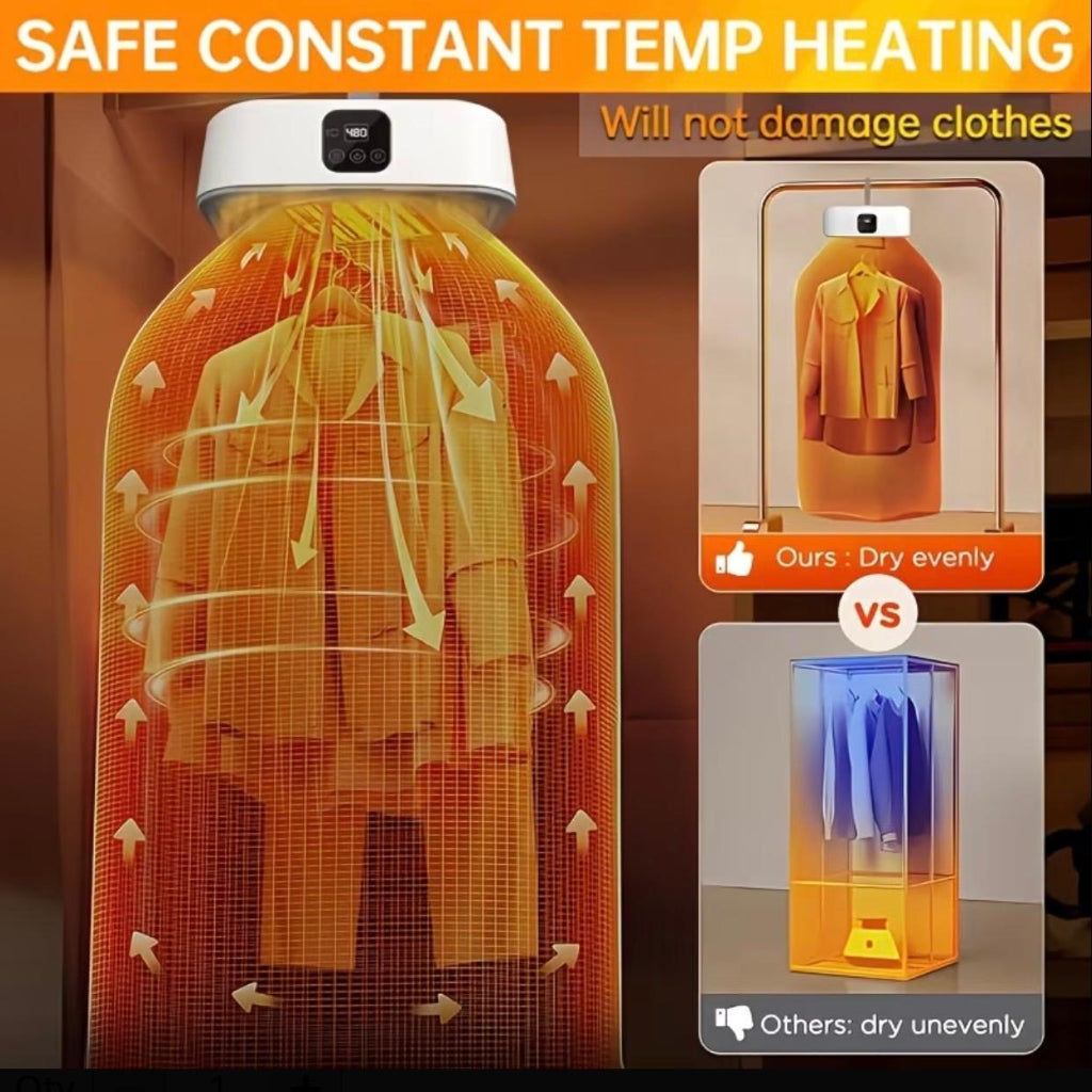 Portable Quick-Dry Clothes Dryer – 2-Pin Plug Powered