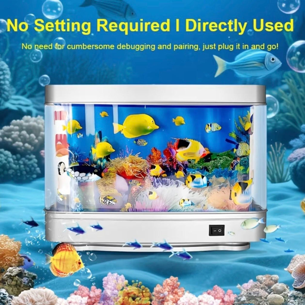 Aquarium with 3-Pin Plug – Simulated Swimming Fish & Coral Reef Light