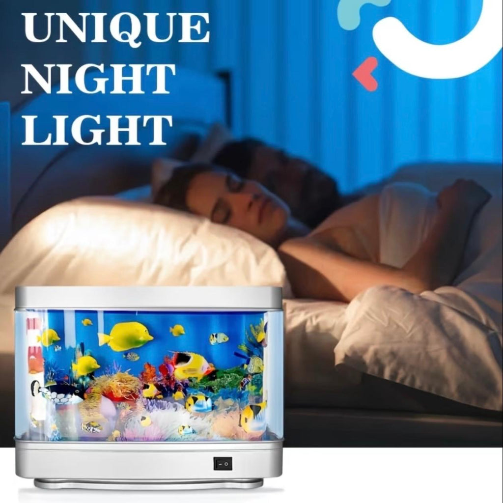 Aquarium with 3-Pin Plug – Simulated Swimming Fish & Coral Reef Light