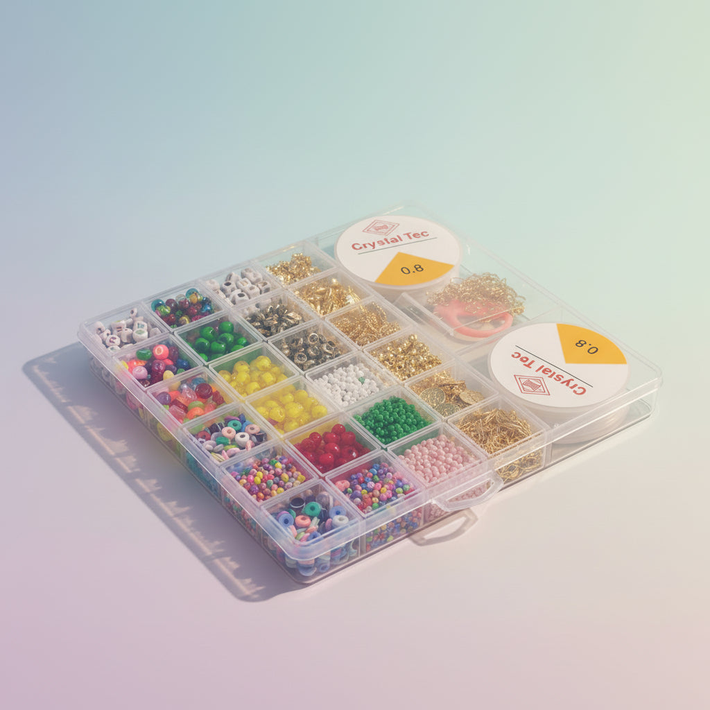 Bead Jewelry Making Kit with Gold Charms & 0.8mm Elastic Cord