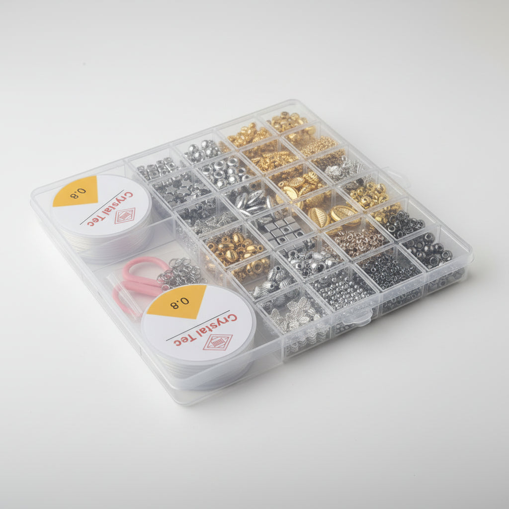 Bead Jewelry Making Kit with Gold Charms and 0.8mm Elastic Cord