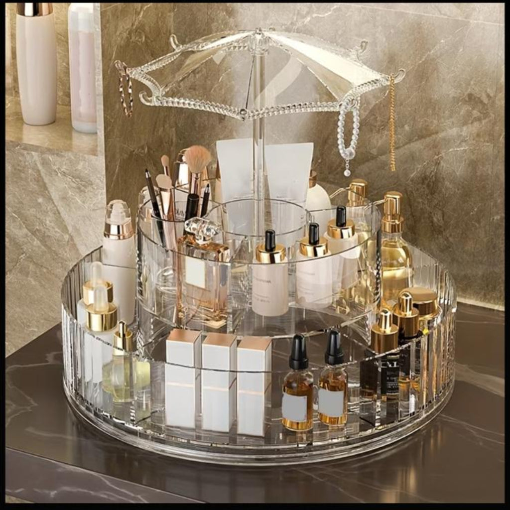 Luxury Plastic 360° Rotating Cosmetic Storage Box – Large Capacity Organizer