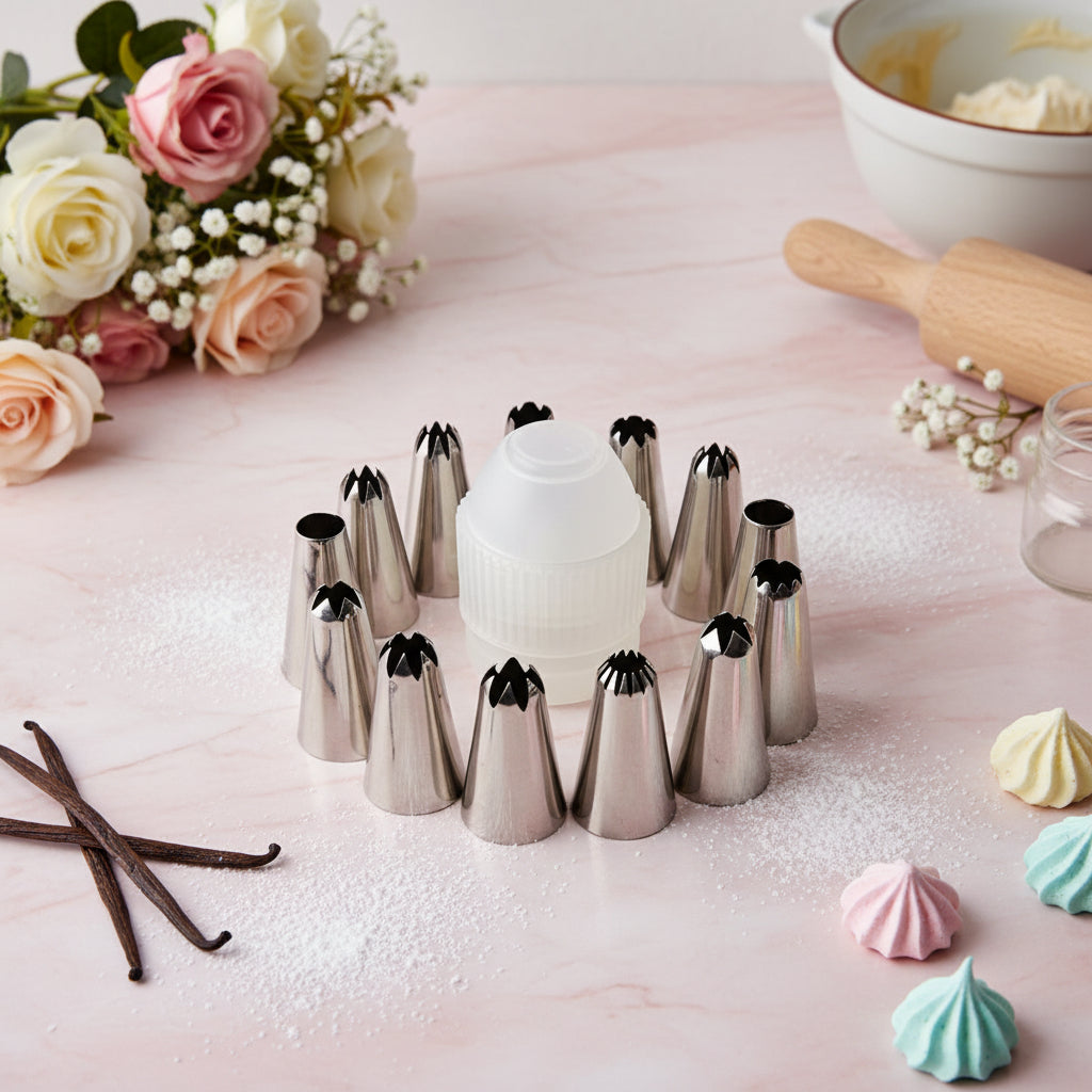 Cake Decorating Piping Nozzle Set – Icing Tips with Reusable Cream Piping