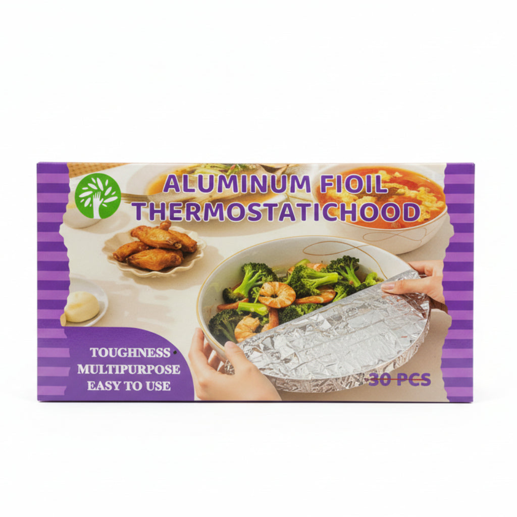 30 pcs Reusable Aluminum Foil Elastic Food Covers – Freshness Preservation Lids for Bowls & Plates