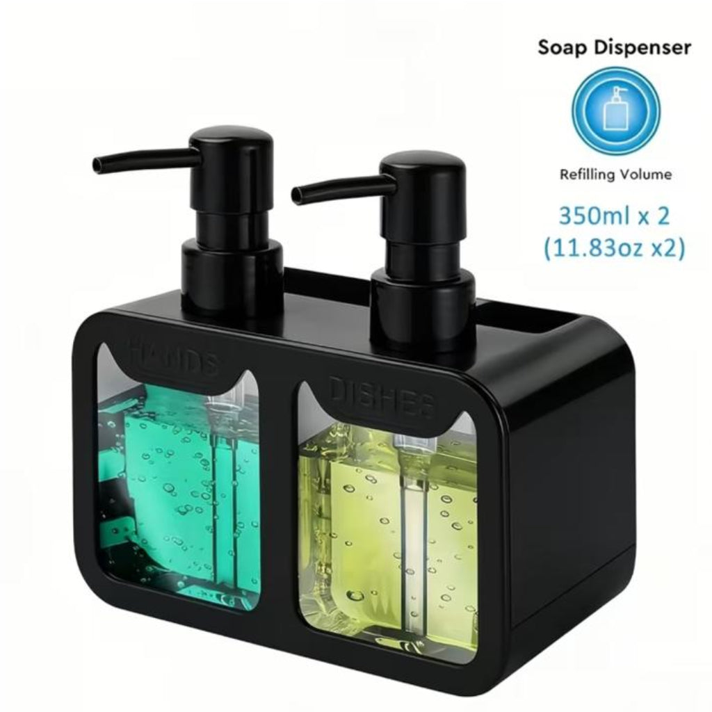 Multi-Functional Kitchen & Bathroom Dispenser Set with Storage Box | Soap, Shampoo & Body Wash Organizer