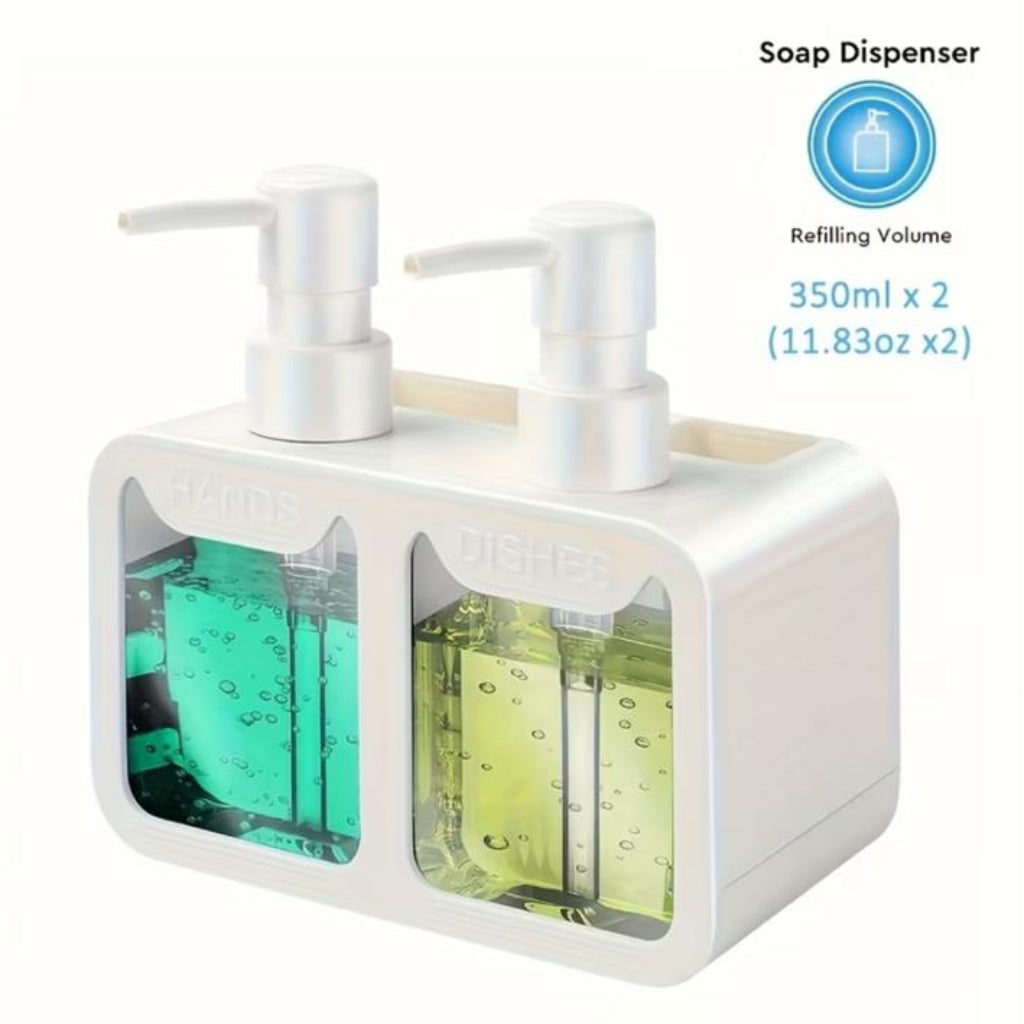 Multi-Functional Kitchen & Bathroom Dispenser Set with Storage Box | Soap, Shampoo & Body Wash Organizer