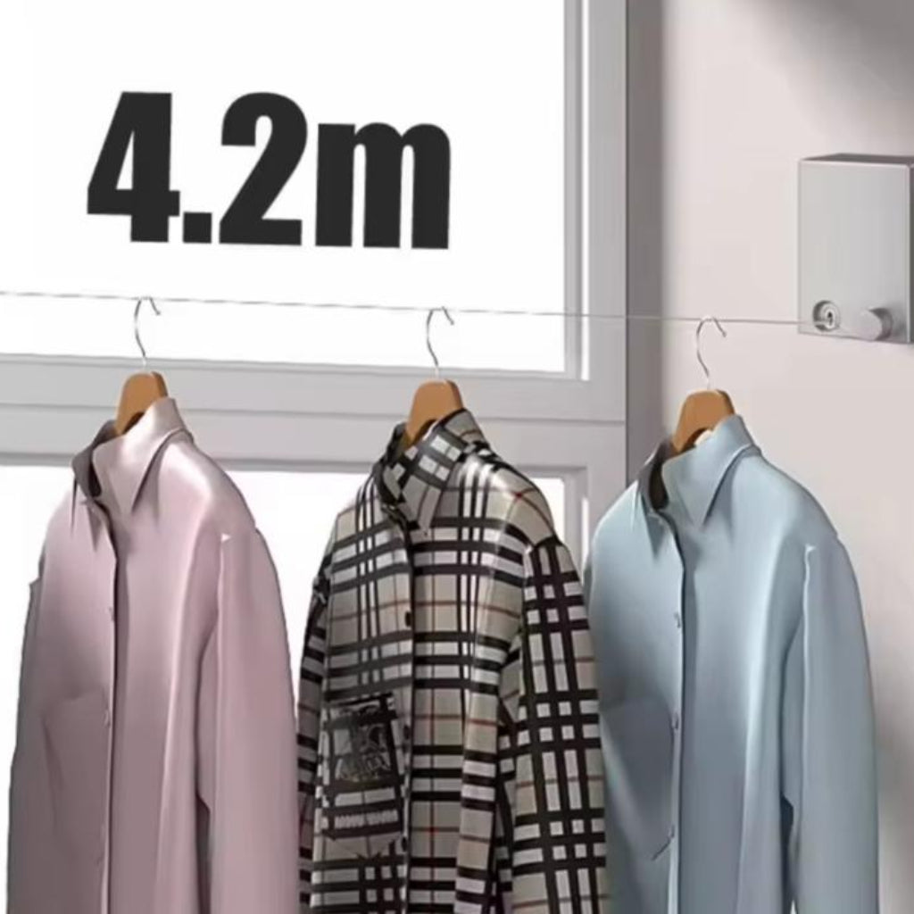 Retractable Clothesline Wall Mounted | Adjustable Laundry Drying Line for Indoor & Outdoor Use