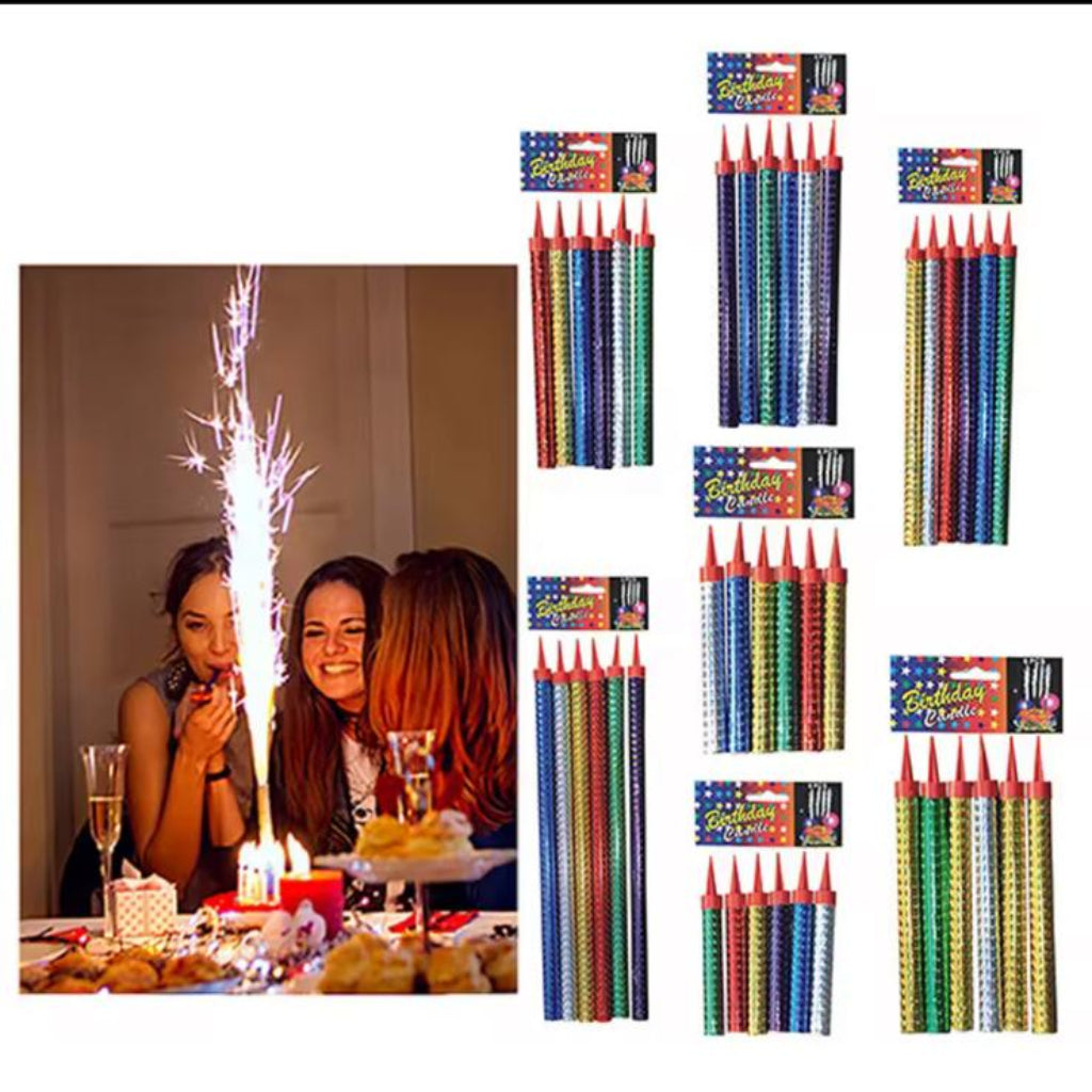 Birthday Cake Sparkler Candles – Colorful Firework Cake Toppers for Party Celebration