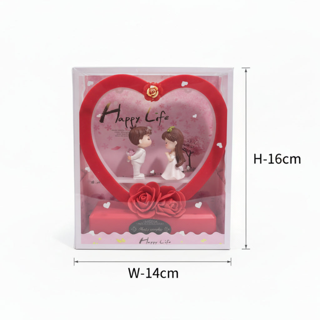 Romantic Couple Music Box with LED Light Heart Shape Decorative Gift