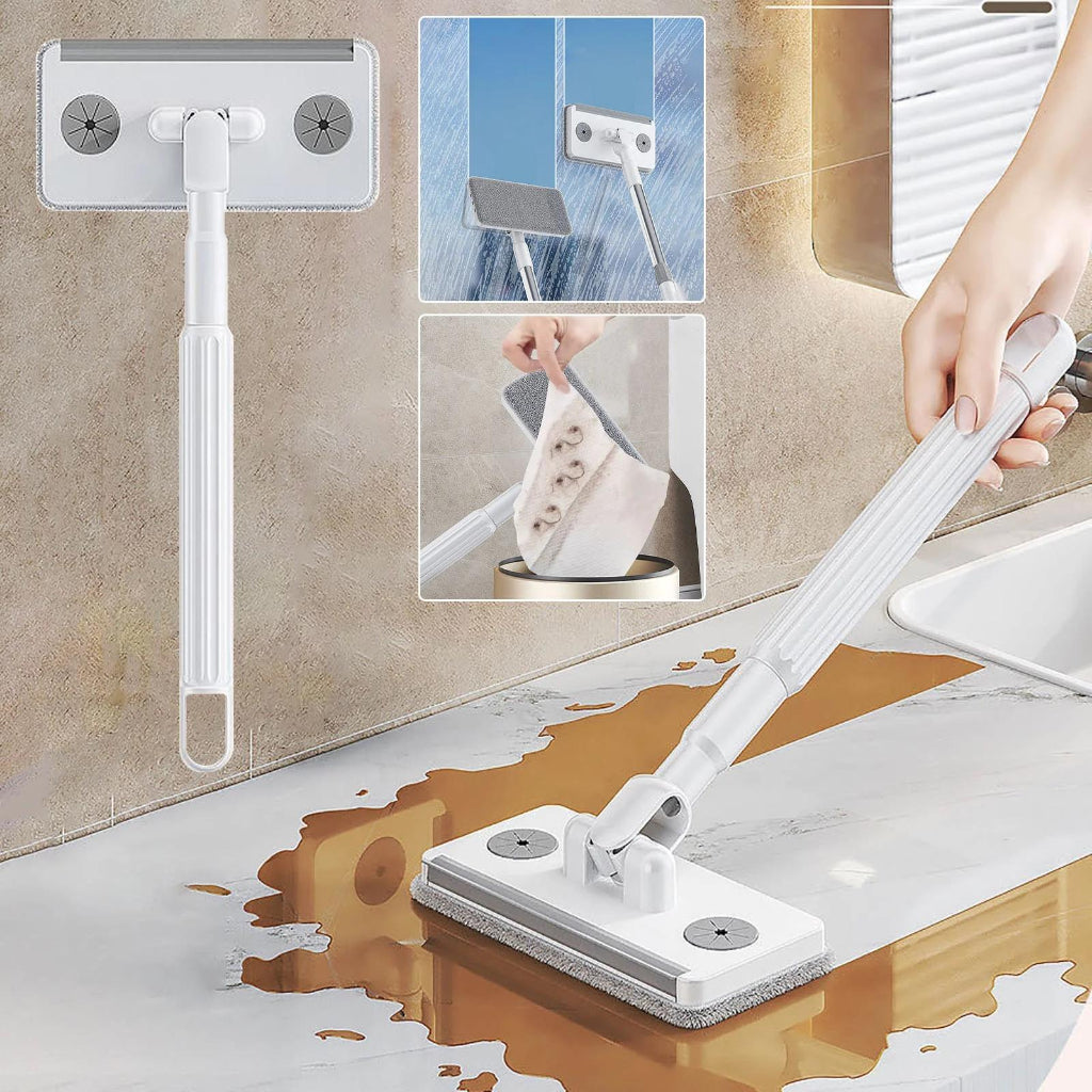 Mini Microfiber Flat Mop with 360° Rotating Head | Adjustable Handle Floor, Wall & Window Cleaner | Reusable Pads for Tile, Glass & Marble